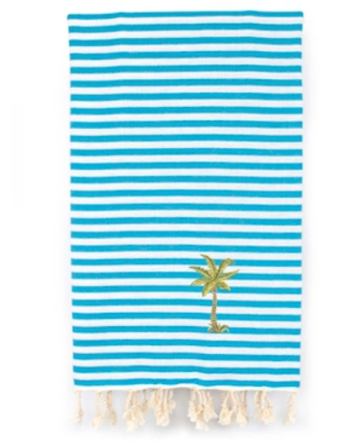 Linum Home Fun In The Sun Breezy Palm Tree Pestemal Beach Towel Bedding In Turquoise Water