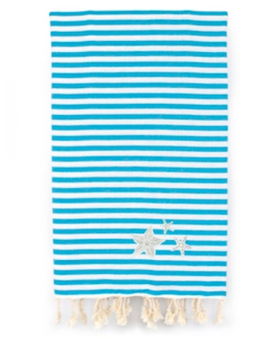 Linum Home Fun In The Sun Glittery Starfish Pestemal Beach Towel Bedding In Turquoise Water