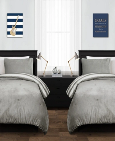 Lush Decor Plush Stripe 2pc Twin Xl Comforter Set Bedding In Gray