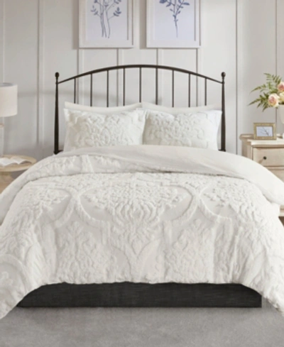 Madison Park Viola Damask Tufted 3-pc. Duvet Cover Set, King/california King In White