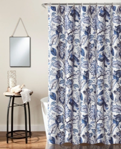 Lush Decor Cynthia Jacobean 72" X 72" Shower Curtain In Blue