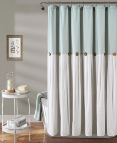 Lush Decor Linen Button 72" X 72" Shower Curtain In Blue