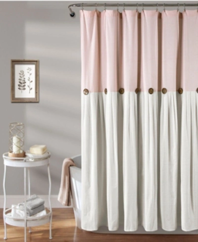 Lush Decor Linen Button 72" X 72" Shower Curtain In Blush