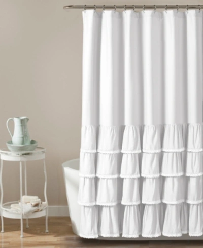 Lush Decor Ella Lace Ruffle 72" X 72" Shower Curtain In White