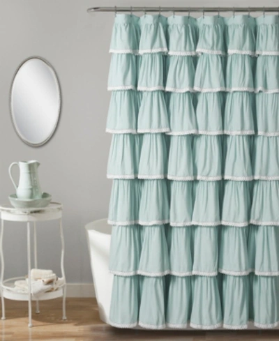 Lush Decor Lace Ruffle 72" X 72" Shower Curtain Bedding In Blue