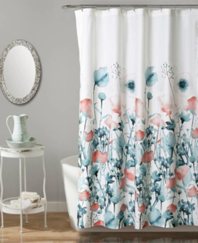 Lush Decor Zuri Flora 72" X 72" Shower Curtain In Blue