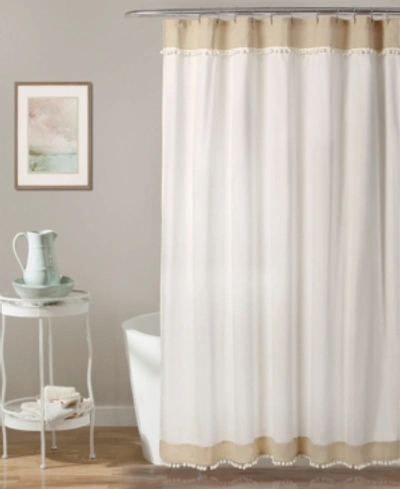 Lush Decor Adelyn Pom Pom Shower Curtain Neutral 72x72