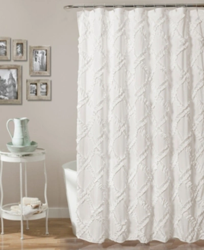Lush Decor Ruffle Diamond Shower Curtain, 72" X 72" In White