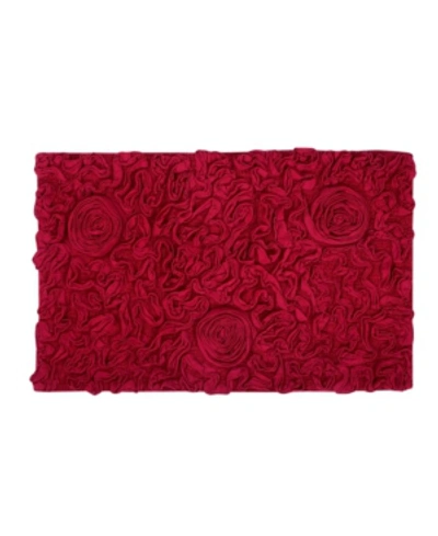 Home Weavers Bell Flower Bath Rug, 24" X 40" In Red