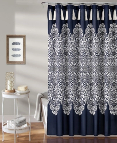 Lush Decor Boho Medallion 72" X 72" Shower Curtain In Navy