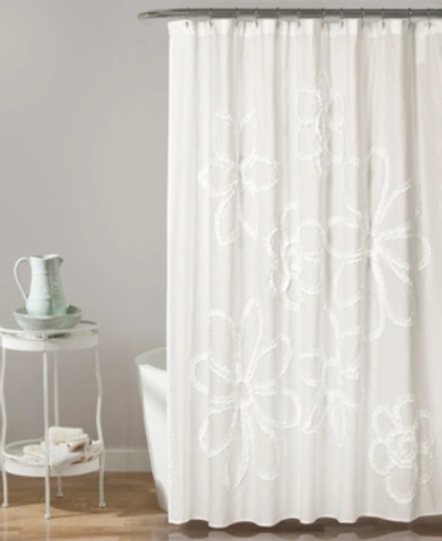 Lush Decor Ruffle Flower Shower Curtain, 72" X 72" In White