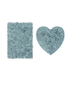 Home Weavers Bellflower Bath Rug Heart 2 Pc Set Bedding In Blue