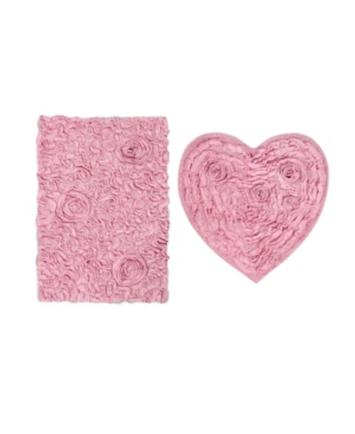 Home Weavers Bellflower Bath Rug Heart 2 Pc Set Bedding In Pink