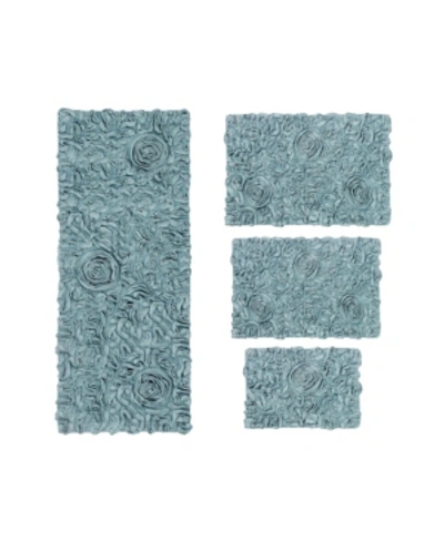 Home Weavers Bellflower Bath Rug 4 Pc Bedding In Blue