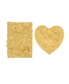 Home Weavers Bellflower Bath Rug Heart 2 Pc Set Bedding In Butter