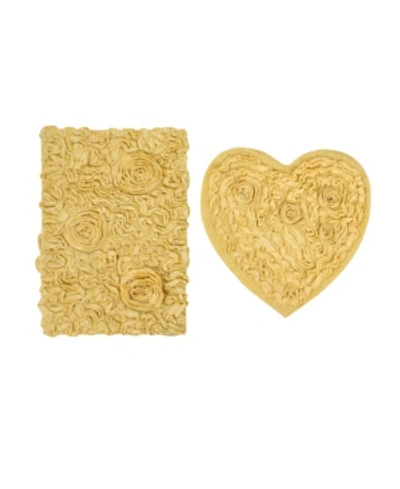 Home Weavers Bellflower Bath Rug Heart 2 Pc Set Bedding In Butter