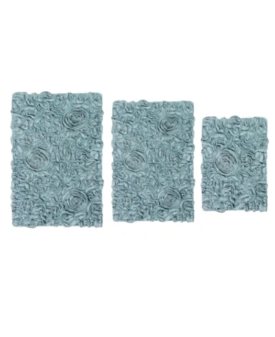 Home Weavers Bellflower Bath Rug 3 Pc Bedding In Blue