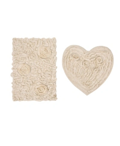 Home Weavers Bellflower Bath Rug Heart 2 Pc Set Bedding In Natural