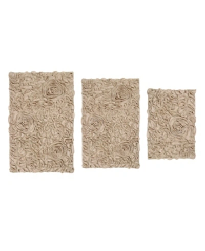 Home Weavers Bellflower Bath Rug 3 Pc Bedding In Linen