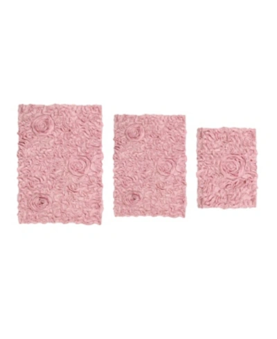 Home Weavers Bellflower Bath Rug 3 Pc Bedding In Pink