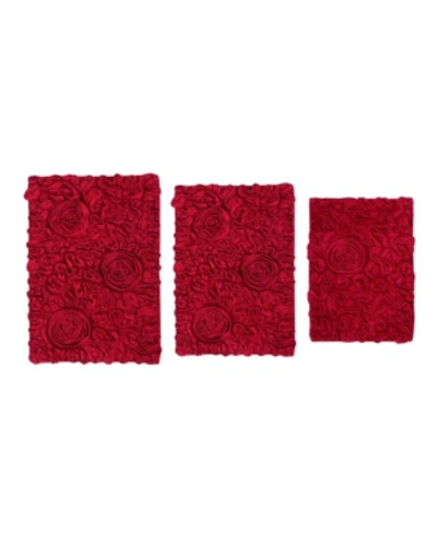 Home Weavers Bellflower Bath Rug 3 Pc Bedding In Red