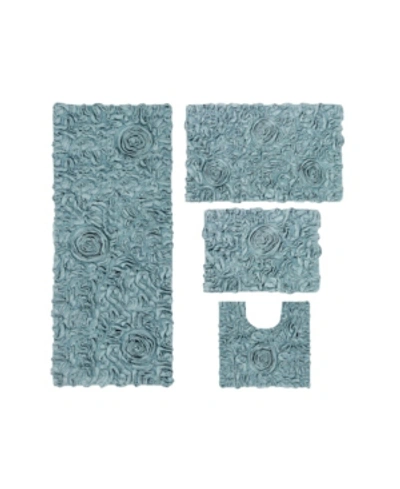 Home Weavers Bellflower Bath Rug 4 Pc Bedding In Blue