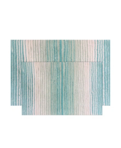 Home Weavers Gradiation Bath Rug 2 Pc Set Bedding In Turquoise
