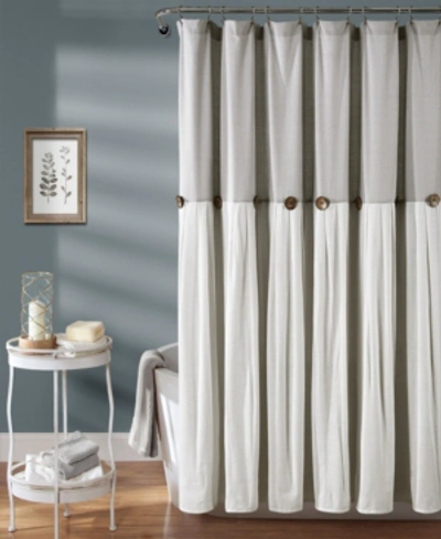 Lush Decor Linen Button 72" X 72" Shower Curtain In Gray