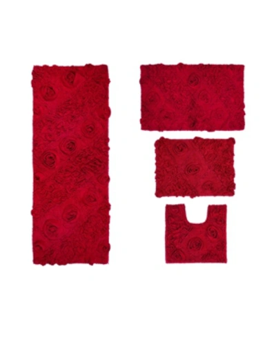 Home Weavers Modesto 4 Pc Bath Rug Bedding In Red