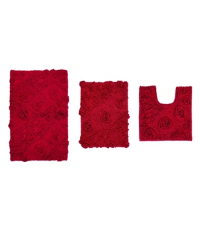 Home Weavers Modesto 3 Pc Bath Rug Bedding In Red