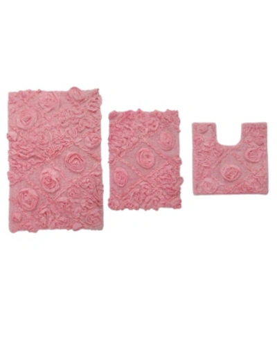 Home Weavers Fantasia Bath Rug 3 Pc Bedding In Pink