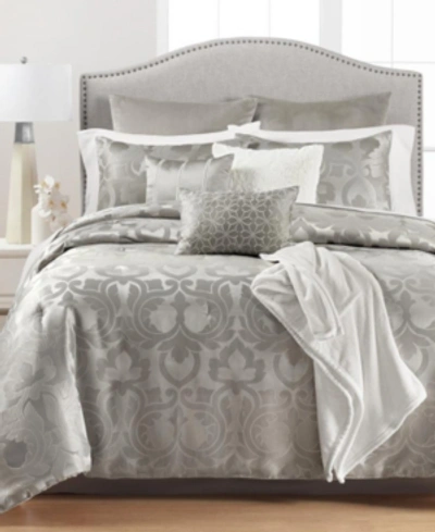 Martha Stewart Collection Closeout!  Chateau Antique Filigree 14-pc. Queen Comforter Set, Created For In Silver