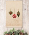 Linum Home Christmas Ornaments Embroidered 100% Turkish Cotton Hand Towel In Sand