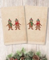 LINUM HOME CHRISTMAS GINGERBREAD EMBROIDERED 100% TURKISH COTTON 2-PC. HAND TOWEL SET
