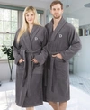 LINUM HOME 100% TURKISH COTTON PERSONALIZED TERRY BATH ROBE - GRAY BEDDING