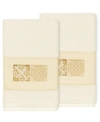 Linum Home 100% Turkish Cotton Vivian 2-pc. Embellished Hand Towel Set Bedding In Cream