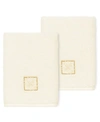 Linum Home 100% Turkish Cotton Vivian 2-pc. Embellished Washcloth Set Bedding In Cream