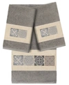 Linum Home 100% Turkish Cotton Vivian 3-pc. Embellished Bath And Hand Towel Set Bedding In Dark Gray