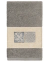 Linum Home 100% Turkish Cotton Vivian Embellished Hand Towel Bedding In Dark Gray