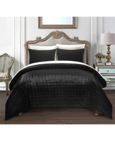 Chic Home Chyna 3-pc. King Velvet Comforter Set Bedding In Black