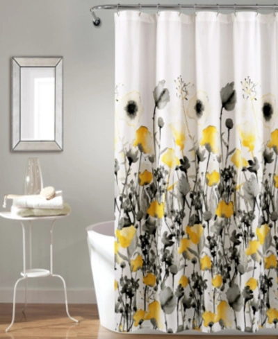 Lush Decor Zuri Flora 72" X 72" Shower Curtain In Yellow