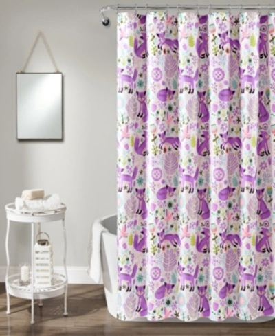 Lush Decor Pixie Fox 72" X 72" Shower Curtain Bedding In Purple