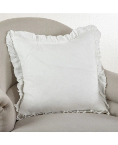 Saro Lifestyle Ruffled Linen Decorative Pillow, 20" X 20" In Ivory