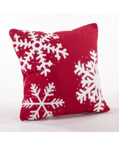 Saro Lifestyle Triple Snowflake Decorative Pillow, 18" X 18" In Red