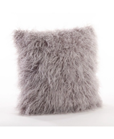 Saro Lifestyle Mongolian Faux Fur Decorative Pillow, 18" X 18" In Gray