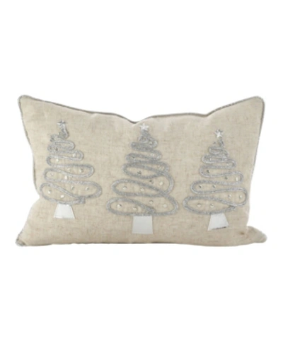 Saro Lifestyle Silver Christmas Tree Trio Decorative Pillow, 12" X 18"