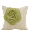 Saro Lifestyle Rose Flower Statement Decorative Pillow, 18" X 18" In Lime