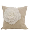 Saro Lifestyle Rose Flower Statement Decorative Pillow, 18" X 18" In Ivory