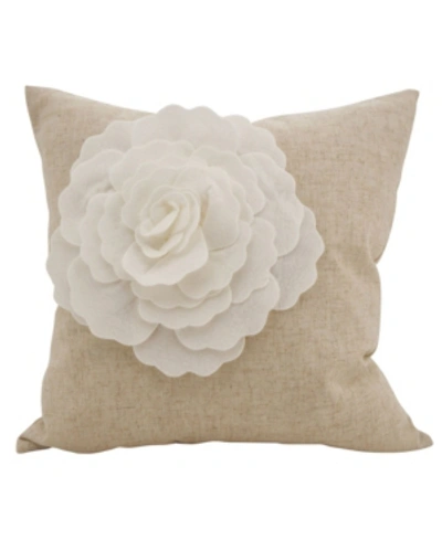 Saro Lifestyle Rose Flower Statement Throw Pillow, 18" X 18" In Ivory