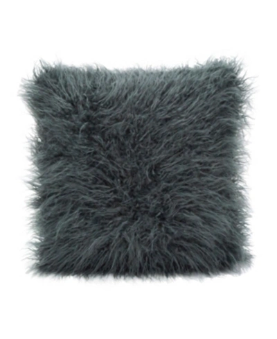 Saro Lifestyle Mongolian Faux Fur Decorative Pillow, 18" X 18" In Slate